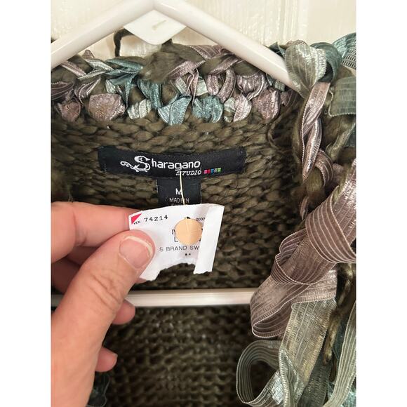 Sharagano Loden Green Ribbon Ruffle Sweater Vest Size Medium‎ NWT - Picture 3 of 5